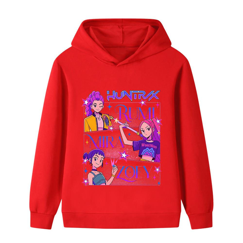 B1239 Kids Boys Girls Kpop Rumi Zoey Mira Print Long Sleeves Hoodie
