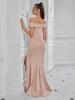 Elegant Strapless V-Neck Evening Gown with Slit
