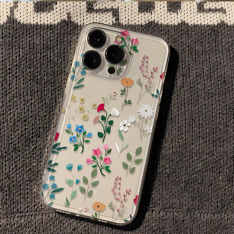 Fashion Flowers Case For Iphone17 16pro 15pro 14 13 12 11 12pro 13pro Max 14plus Silicone Anti Fall Protective Cover Heart Cover