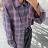 Camicie a Righe e a Quadri Morbide da Donna Stile Retrò Primavera/Autunno 2026 Collo a Revers a Quadri Manica Lunga Tasca Camicetta Casual Semplice Elegante Top Abbigliamento da Ufficio