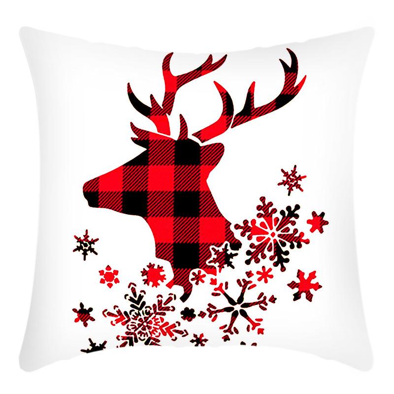 New Christmas Elk Christmas Tree Linen Print Pillow Home Sofa Cushion Cover