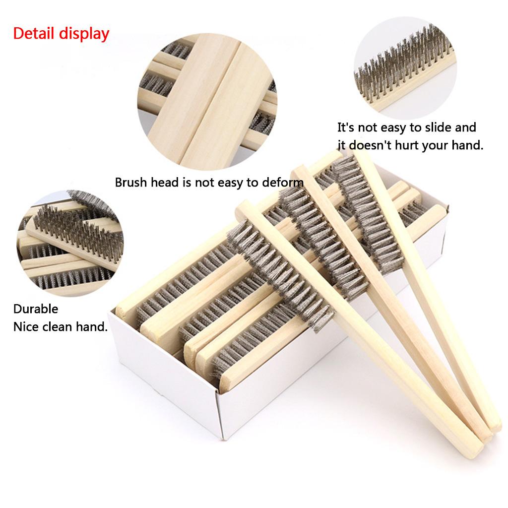 3 Pieces 8 Inches Wire Scratch Brush with Wooden Handle, Multi-Purpose Handle