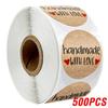 100-500Pcs Vintage Kraft Paper Stickers Scrapbook Gift Stationery Label Stickers Handmade With Love Thank You For The Stickers