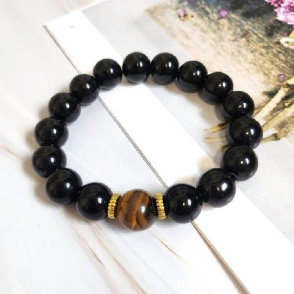 Wish-fulfilling bracelet, obsidian rosary bracelet, 12mm rosary, rosary bracelet, fashion rosary, Buddhist rosary, gemstone bracelet, gemstone rosary