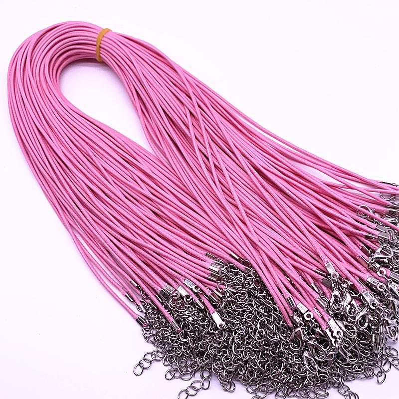 New 10pcs 1.5mm Leather Cord Wax Rope Chain Necklace Extender Chain Lobster Clasp DIY Jewelry Accessories
