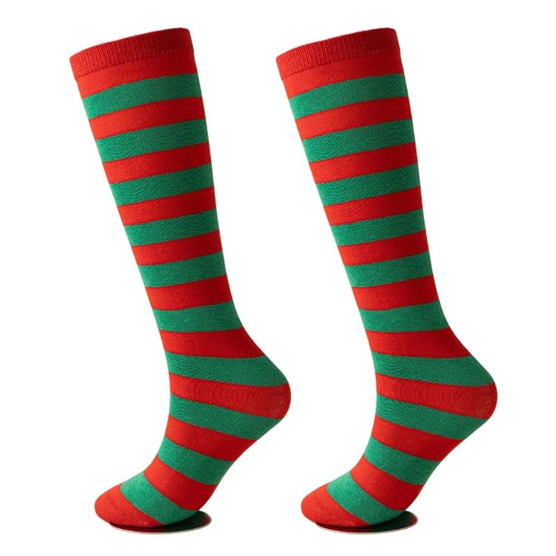 Elastic Stripes Thigh Socks For Women Breathable Long Stripes Socks Practical Overknee Stockings Casual Outfit Essential