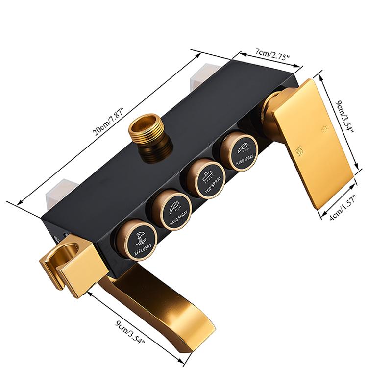 Cheap Black Gold Shower Faucet Set Space Aluminum Rainfall Bathroom