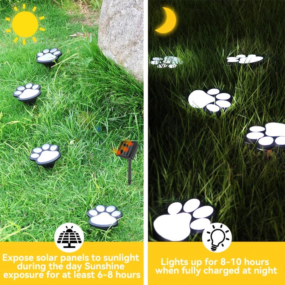 4PCS Outdoor Solar Paw Print Buried Light LED Lawn Lighting Lamp Waterproof IP44 String Light for Garden Courtyard Decorations