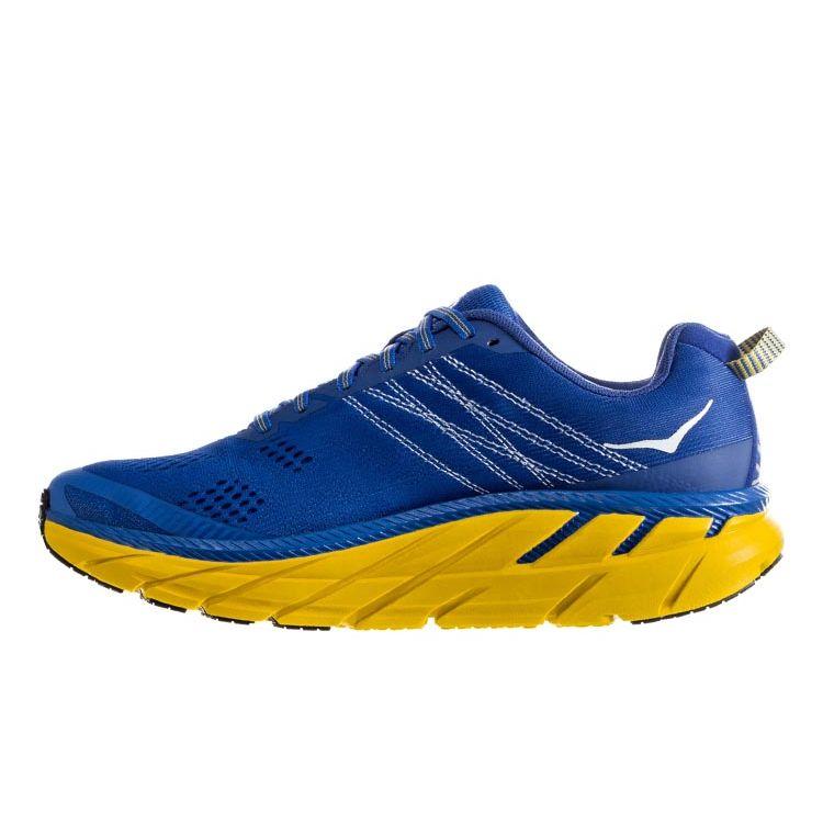 Hoka One One Clifton 6 Low Top Running Shoes Men sneakers Yellow Blue 1102872-NBLM