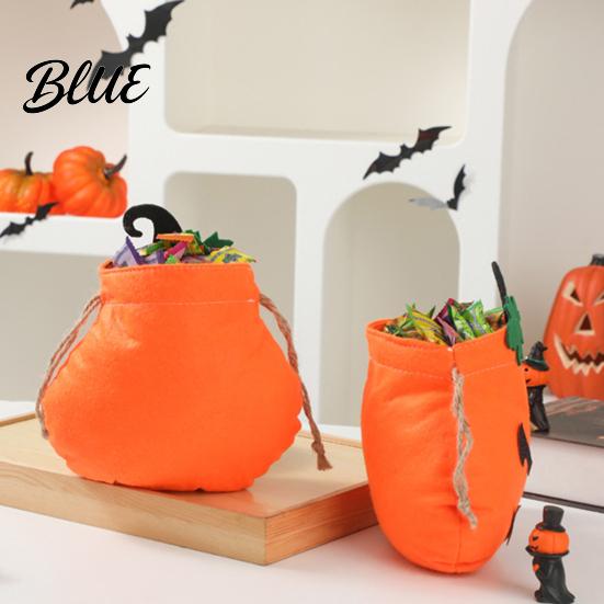 Pumpkin Candy Bag Halloween Drawstring for Kids Trick or Treat Bag Spooky Sack Reusable Non Woven Fabric Goodie Party Favors
