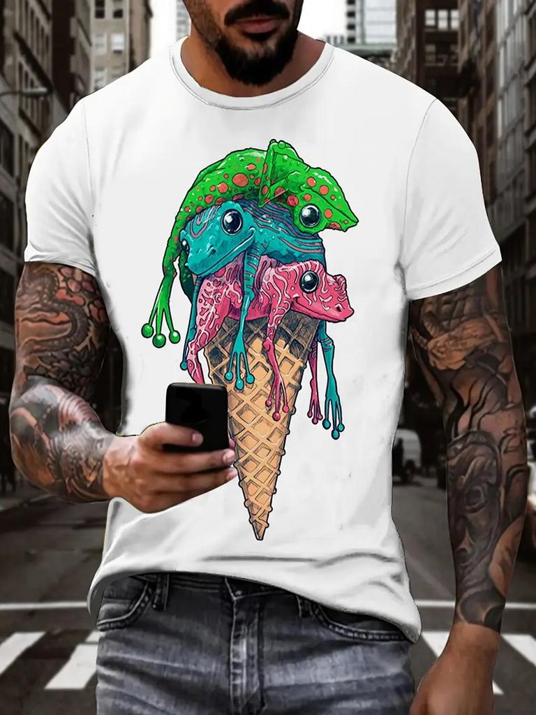 3D Printing Ice Cream Graphic Printed T-shirt Men Women Fashion Summer Crew Neck Short Sleeve Kids Trendy New Tee Shirts Tops