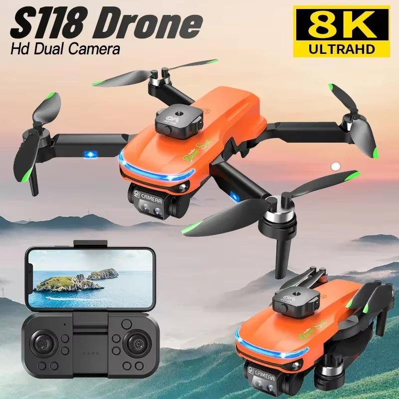 New S118 RC Drone Professinal 4K HD ESC Three Camera Wide Angle Optical Flow Localization 360° Obstacle Avoidance Brushless Quadcopter Toy Gift