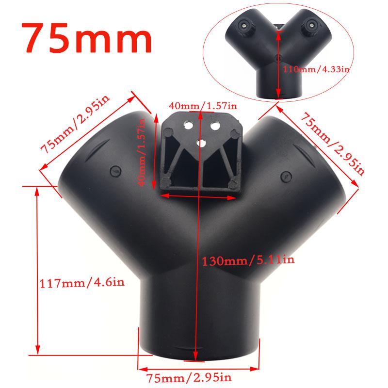 60mm/75mm Y Branch T Piece Air Vent Ducting Outlet Connector For Webasto Air Diesel Parking Heater Exhaust w/Regulating Valve