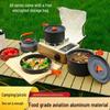 Portable Aluminum Alloy Camping Cookware Set: Folding Kettle & Pots for Outdoor Cooking