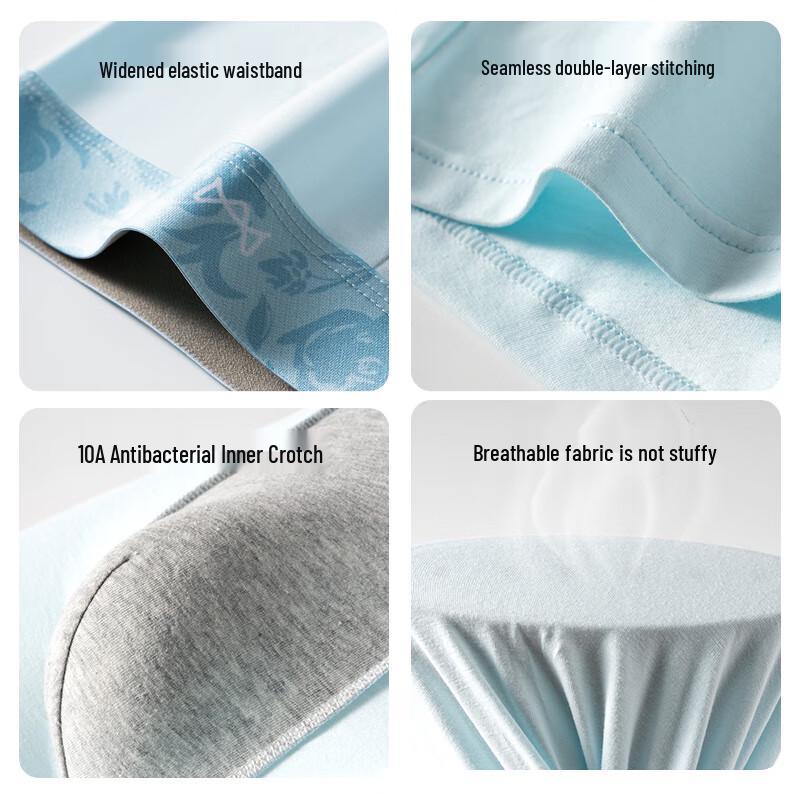 MiiOW Men's Antibacterial Pure Cotton Boxer Briefs (3-Pack)