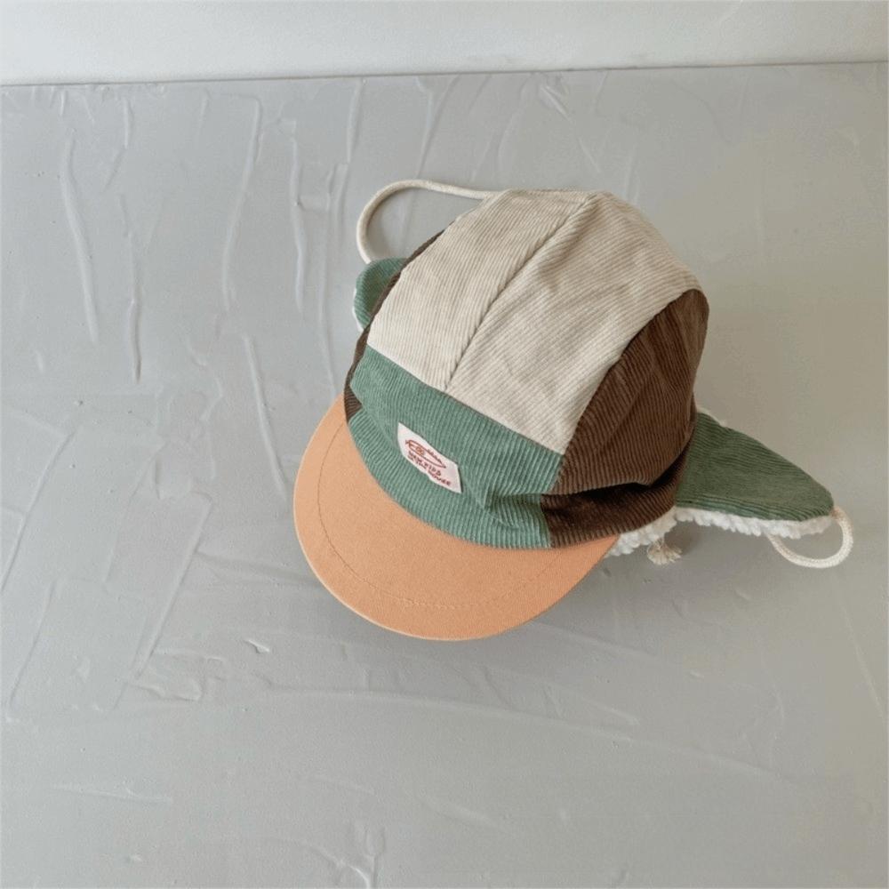 Corduroy Warm Ski Hat Plush Lining Winter Kids Hat Baby Accessories Trapper Hat Skiing Activity