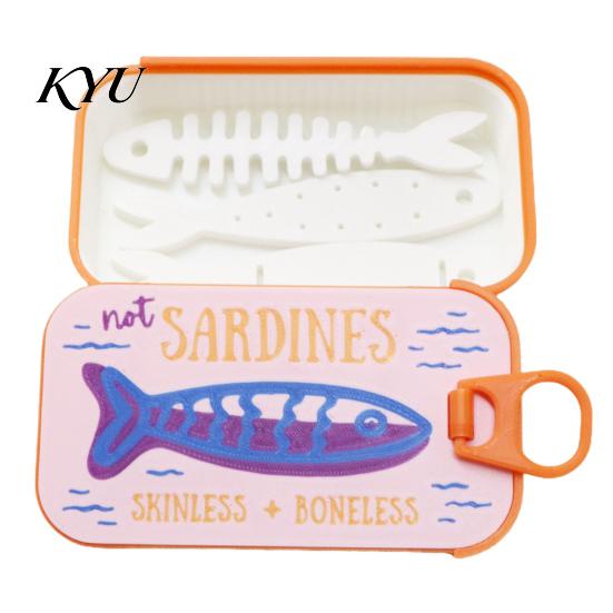 Organized Clavicle Chain Case Sardine Tin Jewelry Box with Fishbone, PLA Vintage Compact Size Decorative Vanity Accessory Organizer, Portable Storage