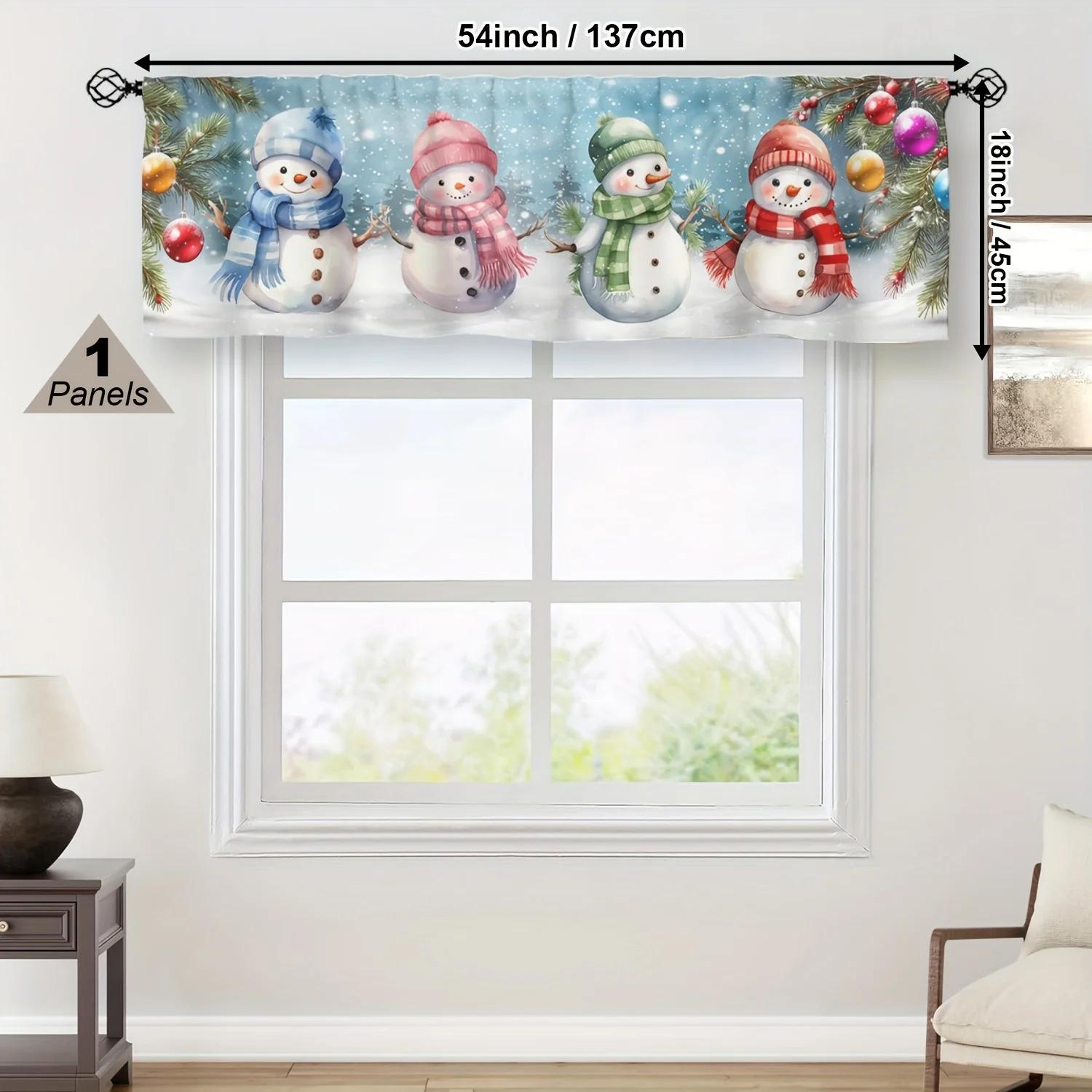 Weihnachts-Schneemann Dekovorhang, Lichtfilternde Deko, Küche, Wohnzimmer, Büro, Schlafzimmer, Tunnelzug-Design, Dekoration white