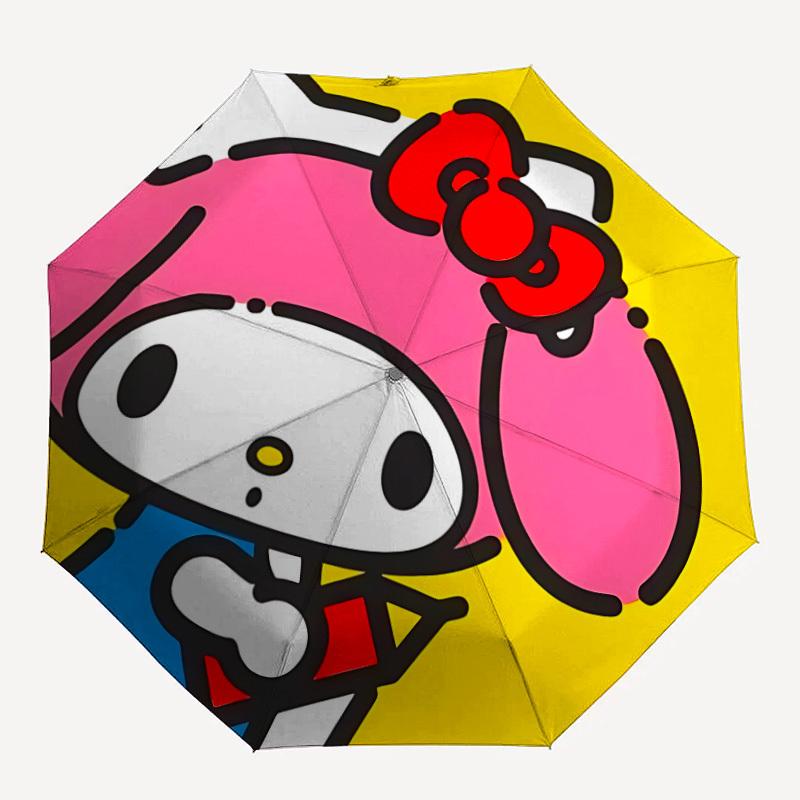 

1pc Hello Kitty Automatic Personality Personality Umbrella Durable Iron Frame & Plastic Handle, Gift for Men & Women, Sturdy Construction, Best for Ch