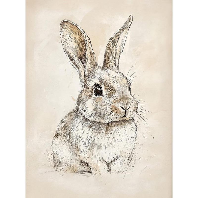 Vintage Spring Academia Botanical Rabbit Bunnies Colorful Eggs Poster Canvas Painting Wall Art Pictures Holiday Home decoration