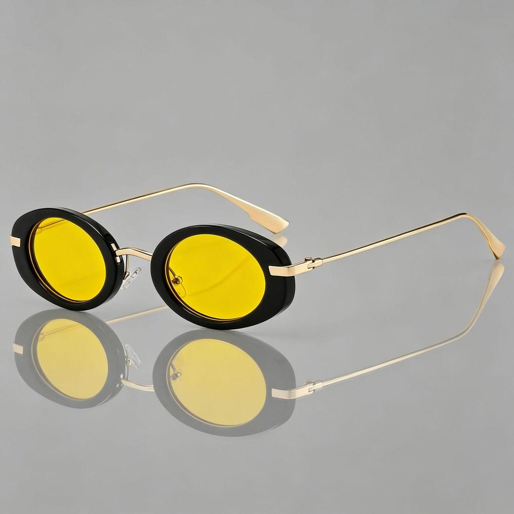 Occhiali da Sole Ovali Retro Transfrontalieri: Stile Europeo & Americano Telaio in Metallo alla Moda Sfilata di Moda 89261