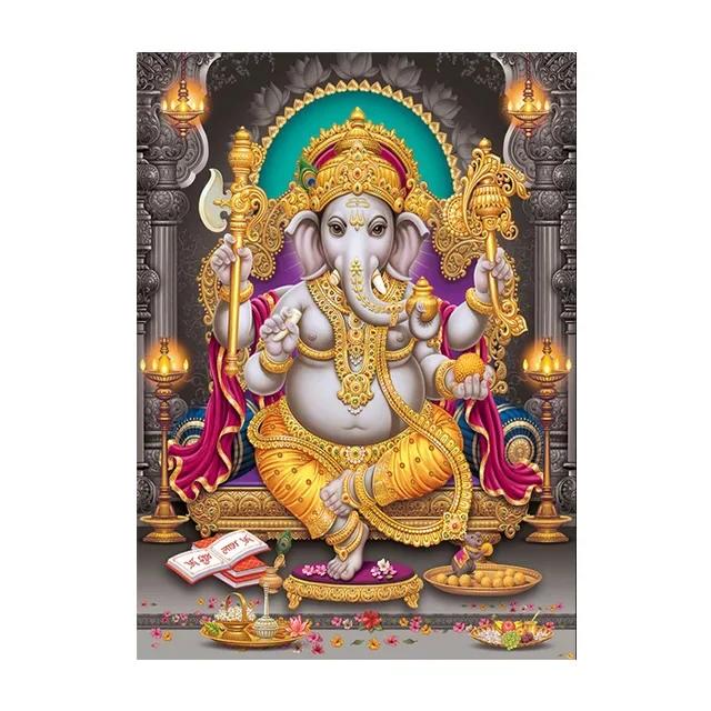 Religion Elephant God India Hinduism Ganesha Painting Canvas Durga Golden Zari Art Poster Prints Living Room Home Decor Pictures