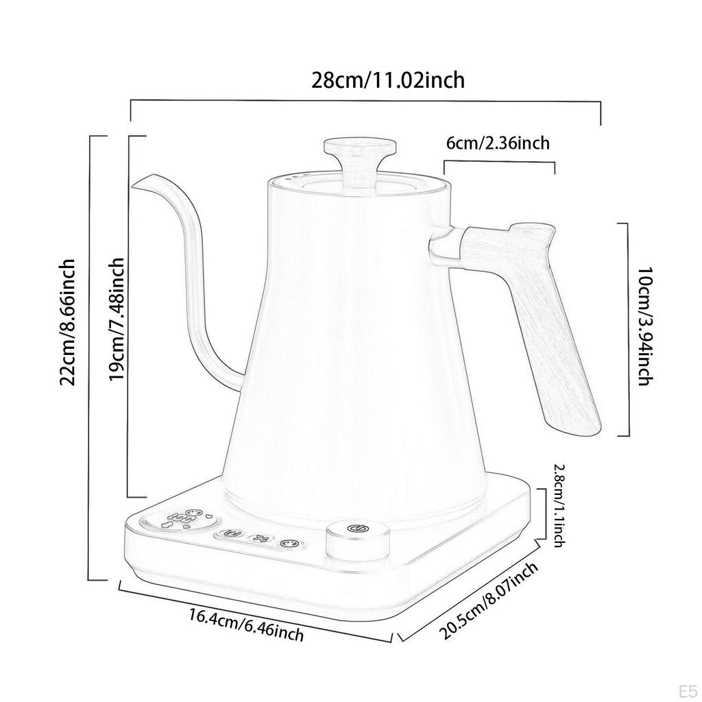 Gooseneck Electric Kettle Coffee for Outdoor Camping Picnic black