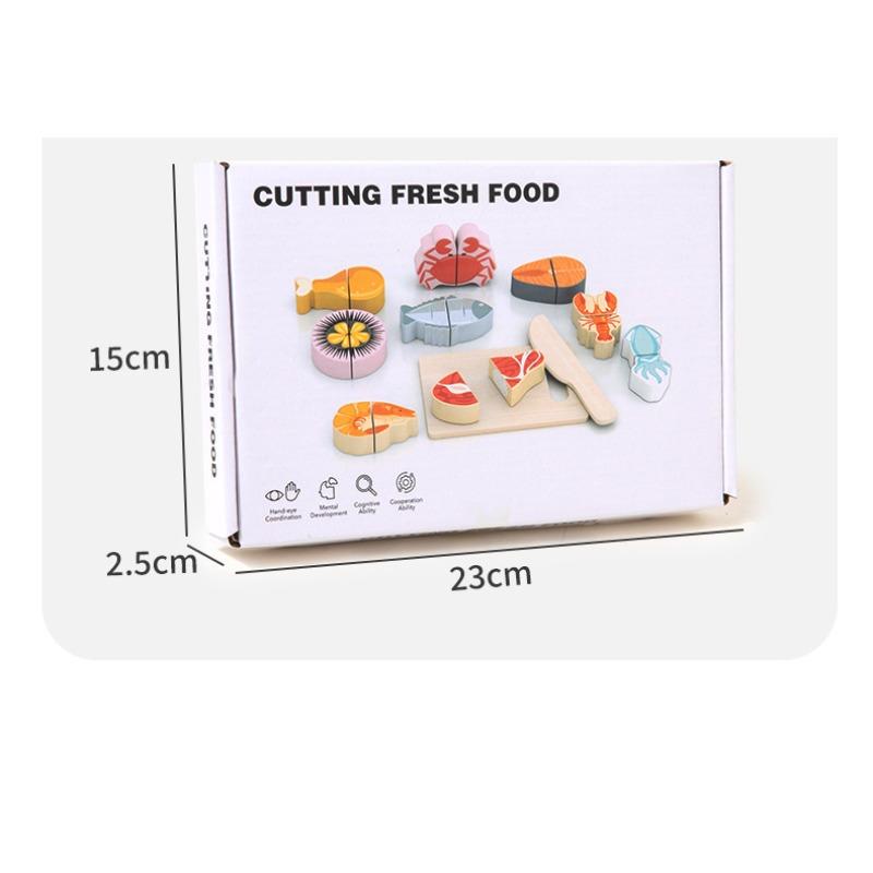 Non-Toxic Simulation Kitchen Pretend Toy Wooden Classic Game Educational Toy For Children Kids Gift Cutting Fruit Vegetable Food Set