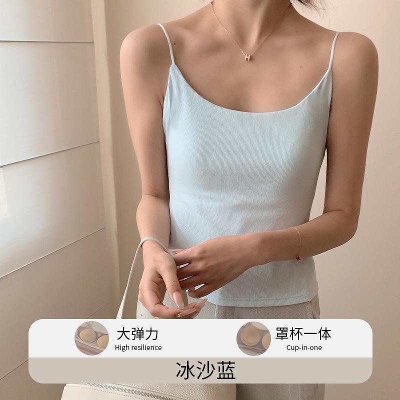 New Spring And Summer Outer Wear Suspender With Chest Pad Vest Women'S Inner Back Bra Integrated Bottom Tube Top