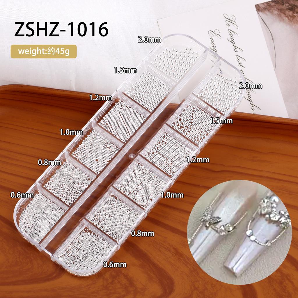 Nail Art Mini Small Steel Ball 12 Grid Does Not Fade Size Metal Round Beads Mixed Nail Jewelry Set