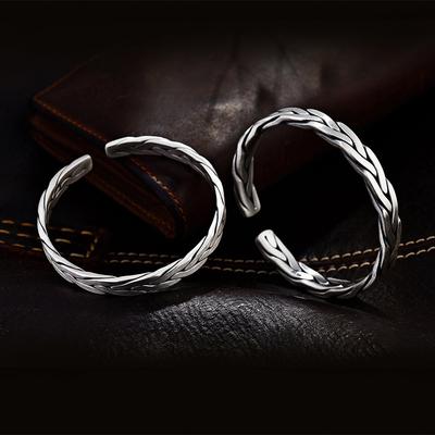 S999 Czyste srebro tkana bransoletka z litego srebra Spersonalizowana stopa srebrna solidna bransoletka Retro wszechstronna bransoletka w stylu unisex dla par
