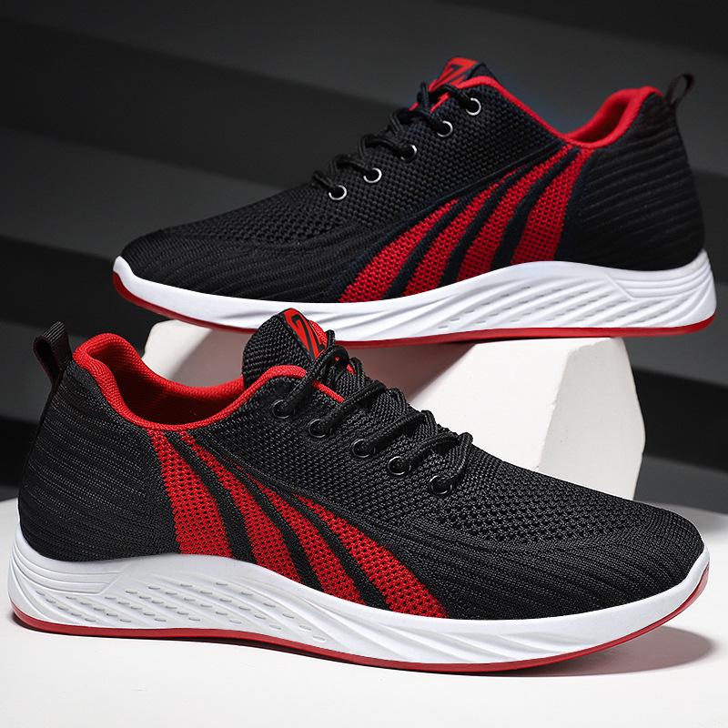 Men's 2025 Trendy Breathable Lace-up Sneakers: Fashionable, Lightweight, Casual Korean-Style Running Shoes.