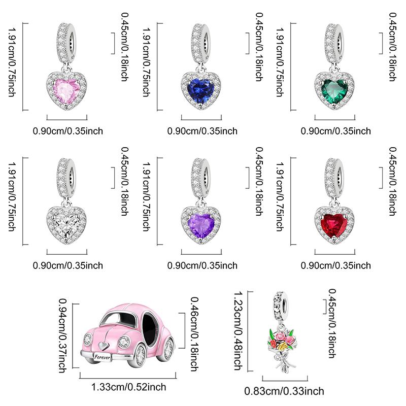 Copper Zircon Red Love Heart Lover Series Charms Beads Fit Original Pan Bracelet Bangles Diy Fine Jewelry