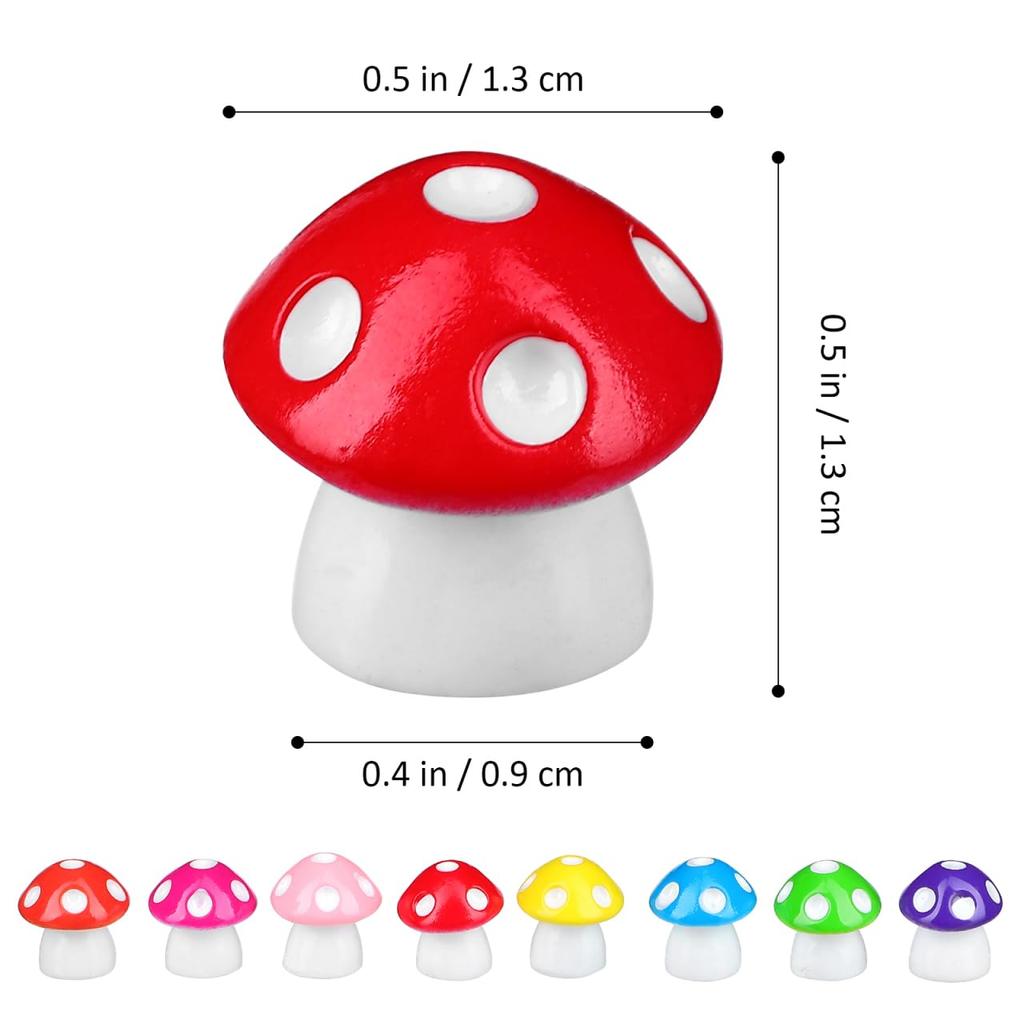 TOYANDONA 80 Pieces 8 Colors Mini Resin Mushrooms - Miniature Mushrooms, Cute Resin Terrarium Figurines, Tiny Fake Mushrooms, Fairies, Bonsai
