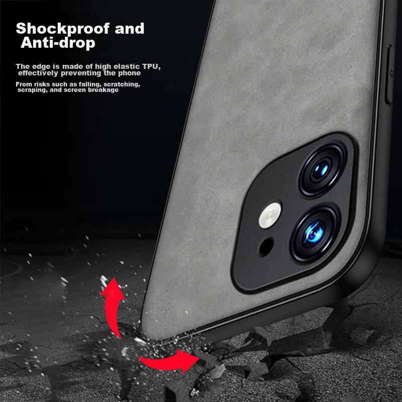 IPhone 11 Case, IPhone 11 with Full Lens Protection, Silicone Soft Edge, Shockproof, Ultra-Thin, Simple And Stylish Leather Texture Case, Elegant Gray