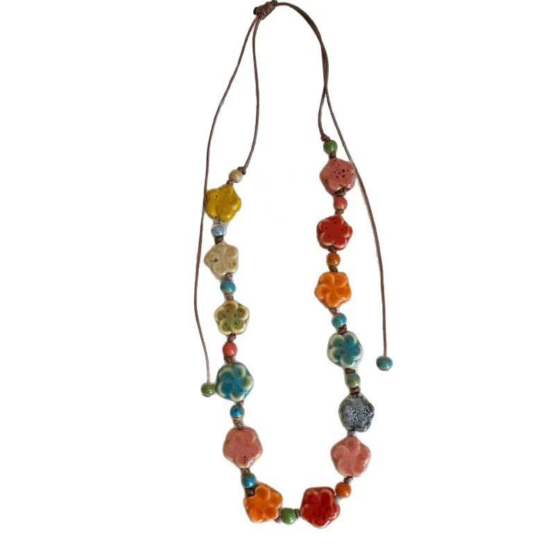 Niche design ins colorful dopamine rice beads beaded necklace femininity versatile collarbone neck chain jewelry