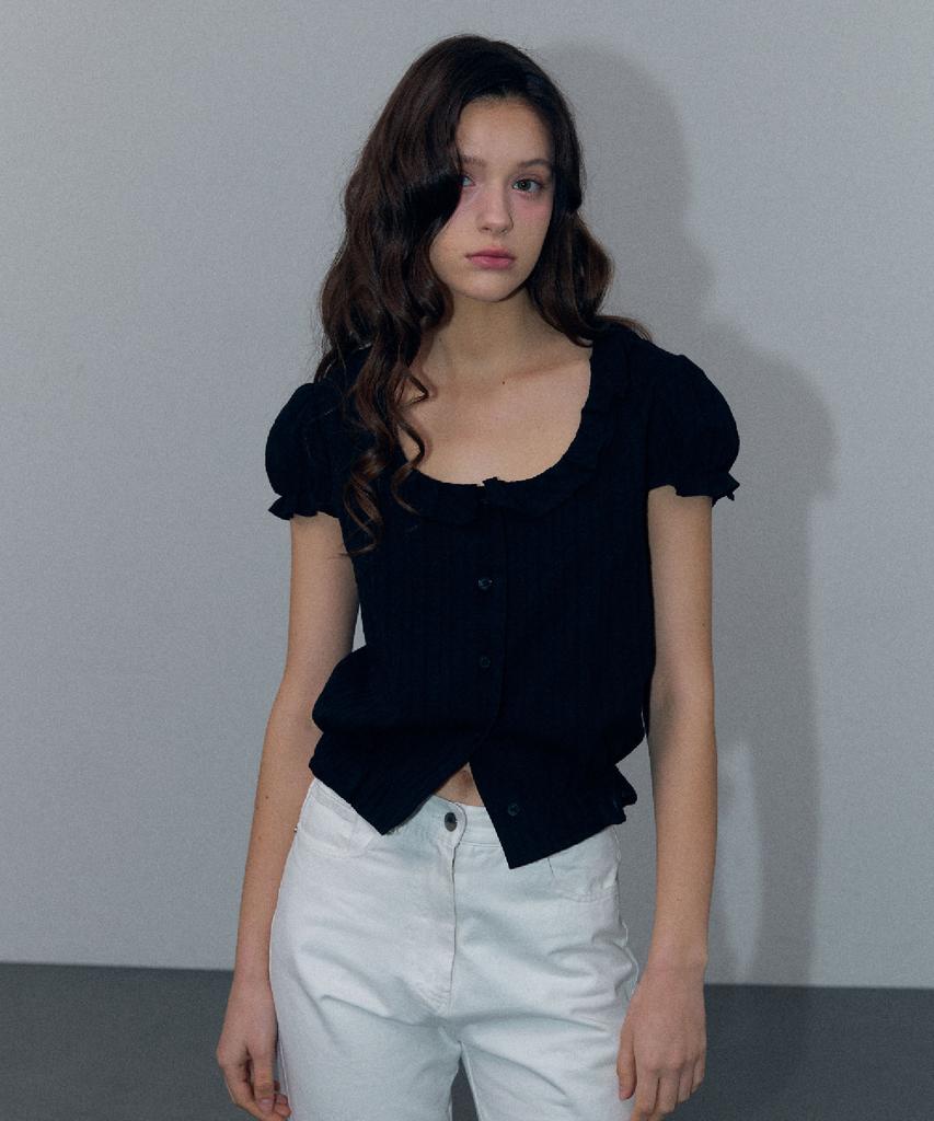Obeutte Claire Ruffle Blouse_Black