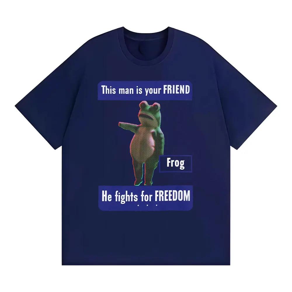 

This Unisex Is Your FRIEND Portland Frog AntiICE Tshirt Absurdist Protest Funny Meme Tshirts Unisex Women Summer Tops Loose T Shirt 4XL