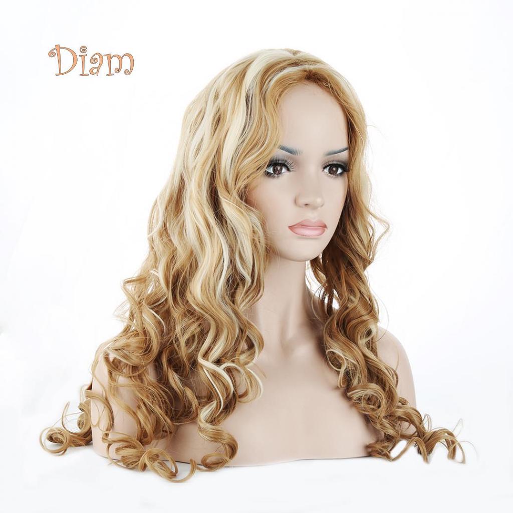 Perucă ondulată blondă Tenfyer, la modă pentru femei, cu păr natural ondulat, peruci cosplay