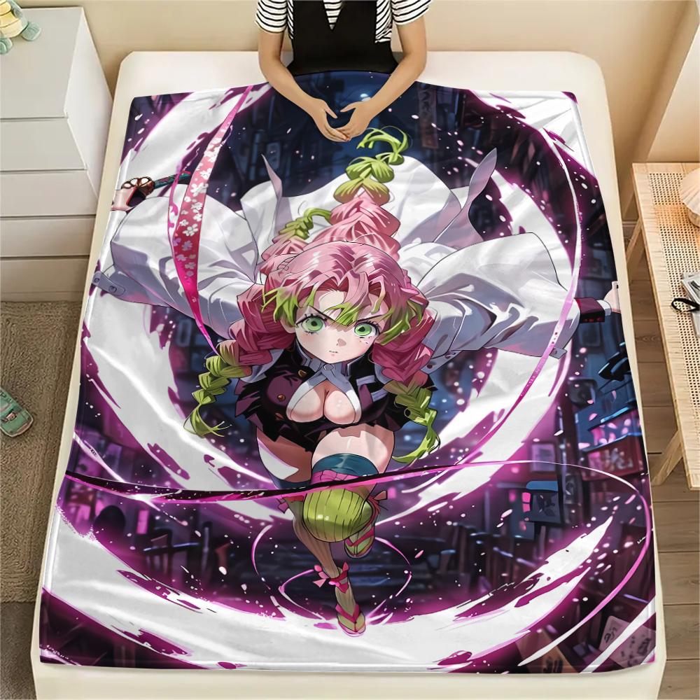 1PC Demon Slayer Print Flannel Blanket, High Quality All Seasons, Home Decor, Warmth and Comfort, Perfect for Christmas Gifts