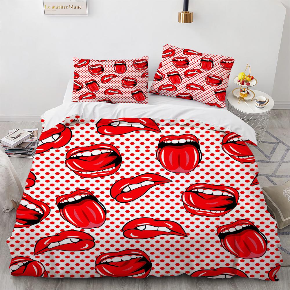 New Bedding Set Adults Winter Quilt Cover Sets Sexy Lips Home Textile Bed Linens Bedroom Comforter Set Duvet Cover 3d King Size