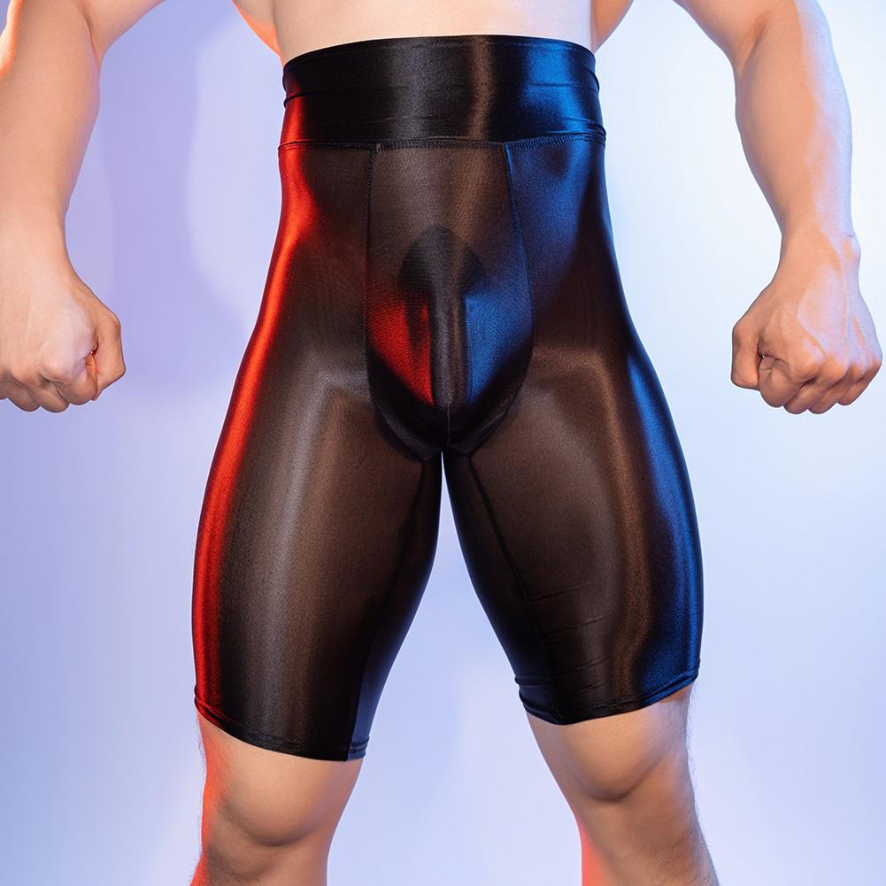 All Season Bulge Pouch Underwear Men Boxer Shorts Oil Glossy Trunks