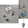 Eerie Glowing Voice Control Spider And Skull Prop For Halloween Yard And Room Decoration