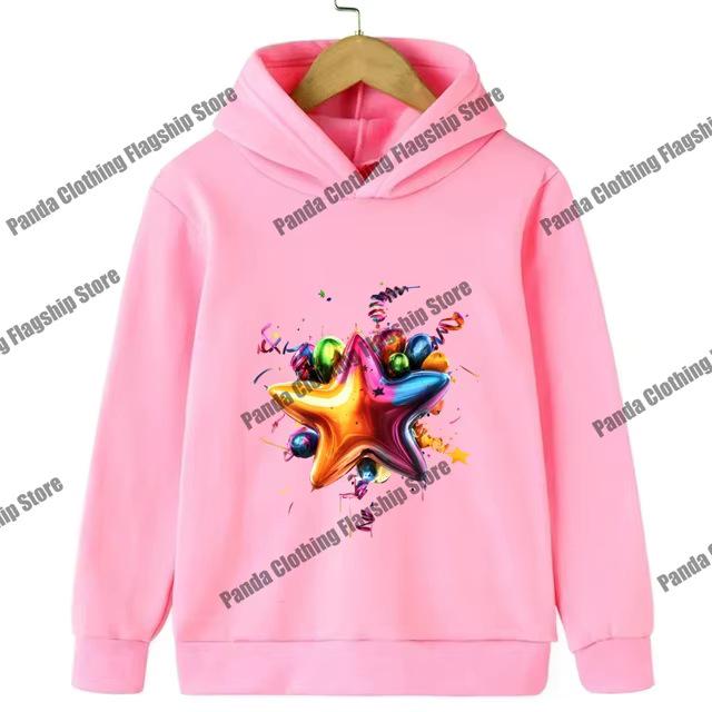 Pink Star Print Children's Hoodie for Boys and Girls - Long-Sleeved and Warm