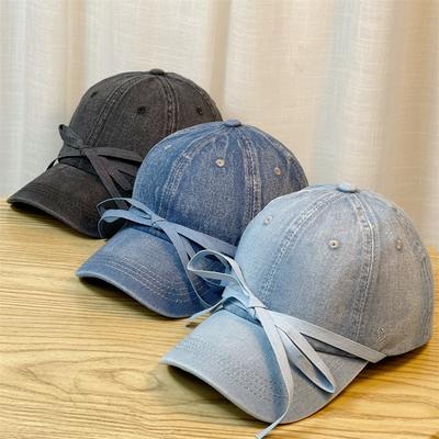 Neuer Hut Damen Spitze Schleife Heißer Diamant Liebe Denim Kappe Baseballkappe