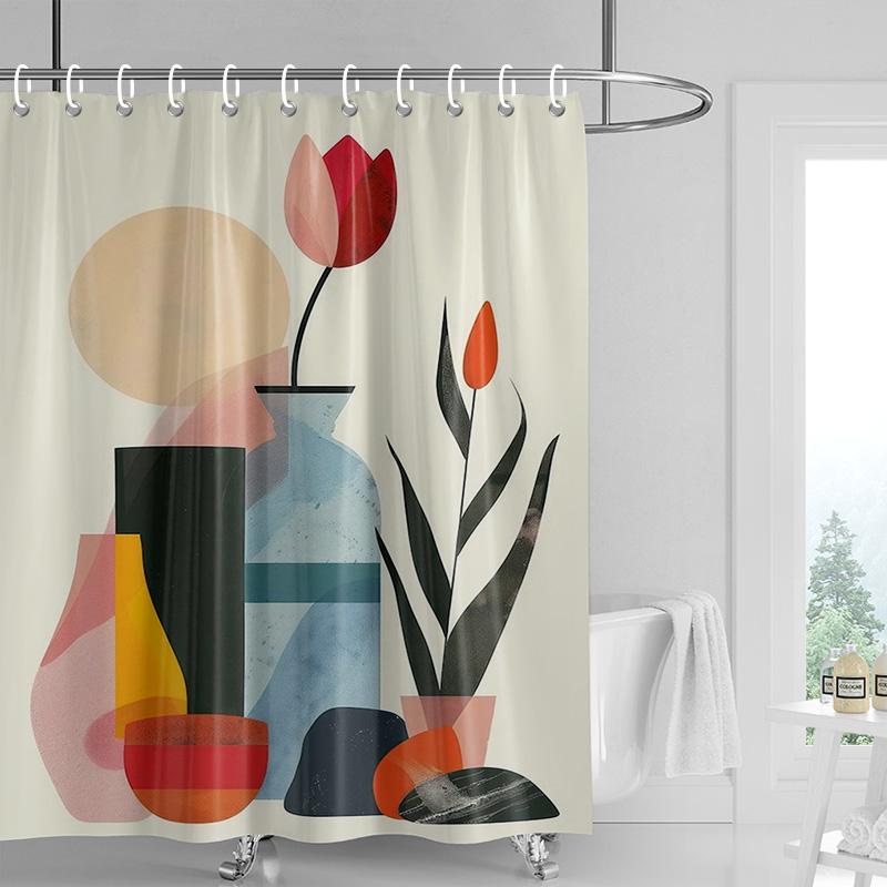 Cartoon cat waterproof shower curtain home decoration bathroom partition shower curtain 180x 200cm with 12 hooks