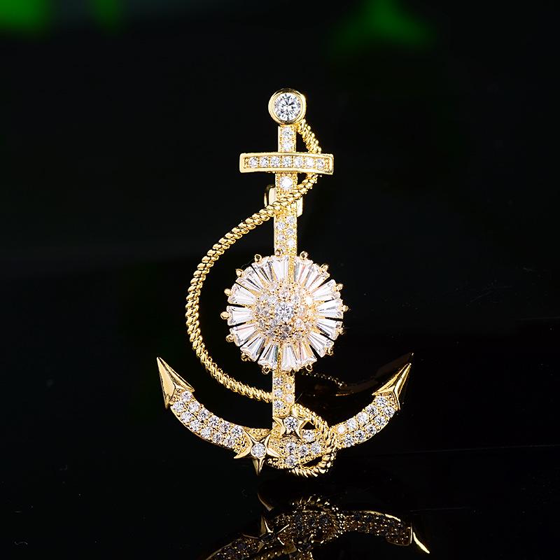 

Вращающаяся брошь-якорь в корейском военно-морском стиле – модный значок для мужчин и женщин