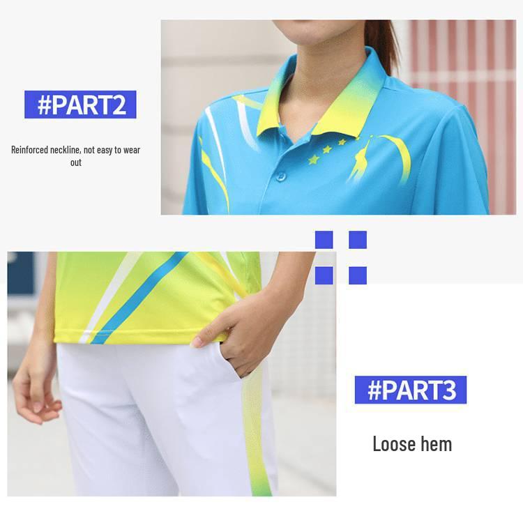 Quick-Dry Couple's Sports Set: Lapel Short Sleeve & Long Pants for Gym, Hiking, Student Events