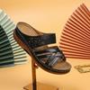 Thick-soled hollowed-out carved slippers women's slope heel open-toed beach shoes wish cool slippers
