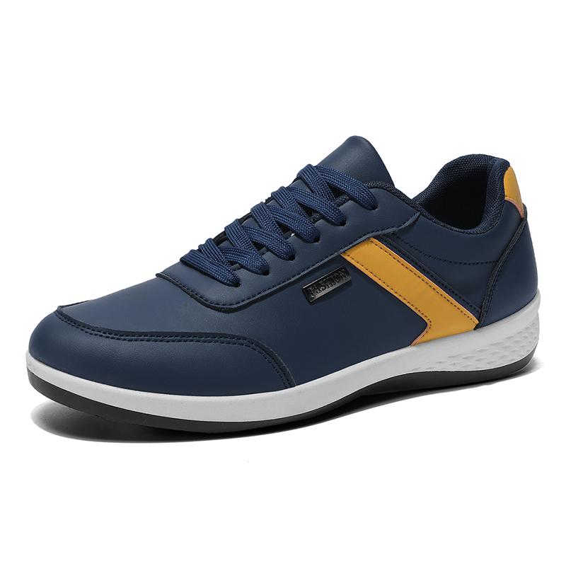 

Men s Leather Sports Shoes Lightweight Soft Sole Classic Waterproof Sneakers Outdoor Comfortable Tennis Shoes for Men 48 синій